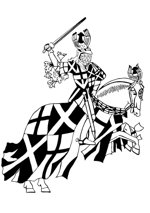 Coloriage chevalier A  cheval